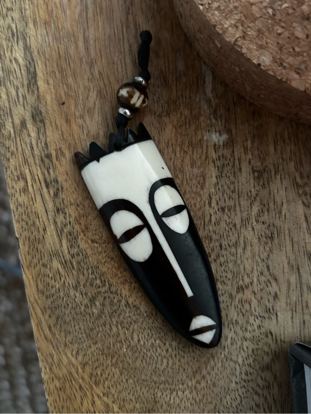 Black & White Tribal Mask Pendant
